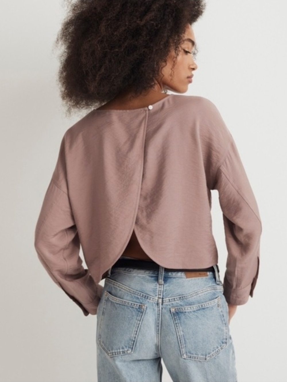 Madewell | Mauve Long Sleeve Cross Over Back Top Size Small